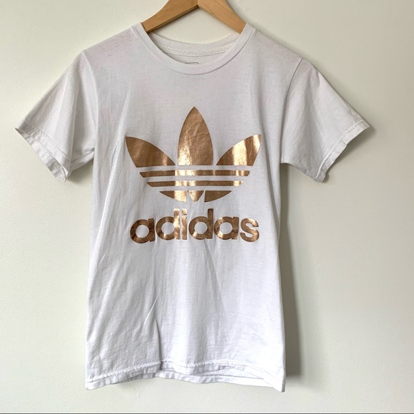 SUMMER CLEARANCE - adidas Rose Gold Trefoil, Reverse Logo on Back, White sz XS - Picture 3 of 9